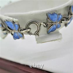 Volmer Bahner Denmark Blue Guilloche Enamel Butterfly Bracelet