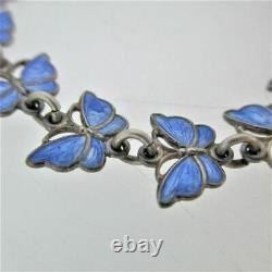 Volmer Bahner Denmark Blue Guilloche Enamel Butterfly Bracelet