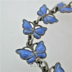 Volmer Bahner Denmark Blue Guilloche Enamel Butterfly Bracelet