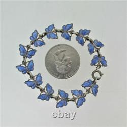 Volmer Bahner Denmark Blue Guilloche Enamel Butterfly Bracelet