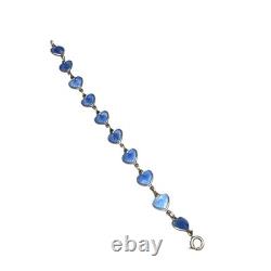 Volmer Bahner Denmark Sterling Silver Blue Enamel Heart Bracelet Collectible