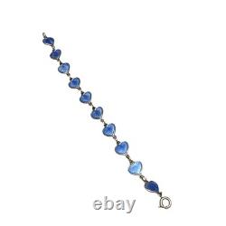 Volmer Bahner Denmark Sterling Silver Blue Enamel Heart Bracelet Collectible