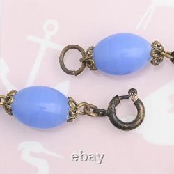 Vtg 1930s Art Deco Signed Czech Chalcedony Blue Glass Enamel Bracelet