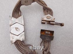 Vtg 925 Sterling Silver Blue Green Enamel 6 Foxtail Strand Turkish Bracelet Sz 7