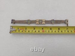 Vtg 925 Sterling Silver Blue Green Enamel 6 Foxtail Strand Turkish Bracelet Sz 7