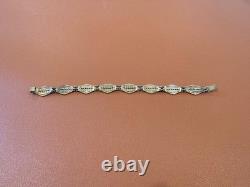 Vtg Antique 800 Silver Filigree Design Blue Enamel Bracelet with Gold Wash