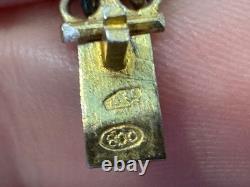 Vtg Antique 800 Silver Filigree Design Blue Enamel Bracelet with Gold Wash