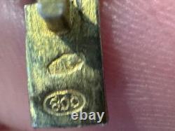 Vtg Antique 800 Silver Filigree Design Blue Enamel Bracelet with Gold Wash