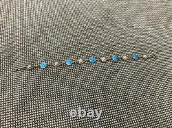 Vtg Antique Signed Silver & Blue Enamel Bracelet with Cat Roses & Woman Decoration