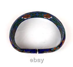 Vtg Chinese Export Sterling Cloisonne Enamel Dragon Large Size Bangle Bracelet