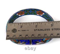 Vtg Chinese Export Sterling Cloisonne Enamel Dragon Large Size Bangle Bracelet