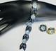 Vtg Crown Trifari Blue Glass Shoe Button Enamel Bracelet & Screw Earrings Set