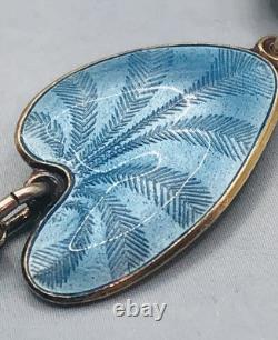Vtg FINN JENSEN Norway Blue Gullloche Enamel Lily Pad Bracelet 7 1/2 In