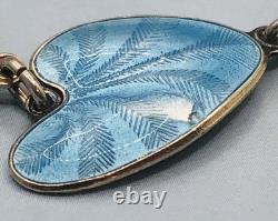 Vtg FINN JENSEN Norway Blue Gullloche Enamel Lily Pad Bracelet 7 1/2 In