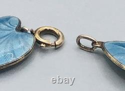 Vtg FINN JENSEN Norway Blue Gullloche Enamel Lily Pad Bracelet 7 1/2 In