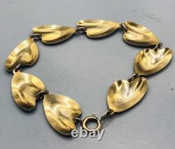 Vtg FINN JENSEN Norway Blue Gullloche Enamel Lily Pad Bracelet 7 1/2 In