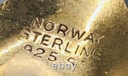 Vtg FINN JENSEN Norway Blue Gullloche Enamel Lily Pad Bracelet 7 1/2 In