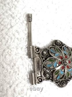 Vtg Filigree Flower Bracelet 925 Sterling Wire Enamel Blue Red Green Unique 24g