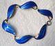 Vtg. Finn Jensen Norway Sterling Silver And Blue Enamel Leaf Bracelet