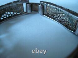 Vtg Italian Sterling Silver Blue Green Black Enamel 4 Panel Link Bracelet 7 1/4