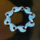 Vtg. Jacob J. Tostrup Norway Blue Enamel Guilloche Sterling Silver Wave Bracelet