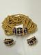 Vtg Kjl Kenneth Jay Lane Blue Enamel Gold-tone Bracelet & Matching Clip Earrings