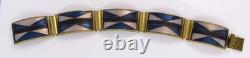 Vtg MCM Gottstein Scholz Lammel Blue Black Pink Matte Cloisonne Enamel Bracelet