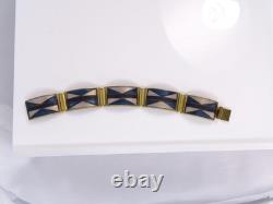 Vtg MCM Gottstein Scholz Lammel Blue Black Pink Matte Cloisonne Enamel Bracelet