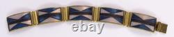 Vtg MCM Gottstein Scholz Lammel Blue Black Pink Matte Cloisonne Enamel Bracelet