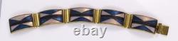 Vtg MCM Gottstein Scholz Lammel Blue Black Pink Matte Cloisonne Enamel Bracelet