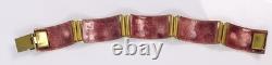 Vtg MCM Gottstein Scholz Lammel Blue Black Pink Matte Cloisonne Enamel Bracelet