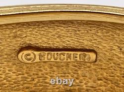 Vtg Marcel Boucher Blue and Gold Enamel Hinged Numbered Bangle Bracelet