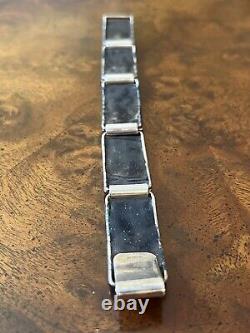 Vtg Perli MCM Modernist German Silver Matte Cloisonné Enamel Panel Bracelet