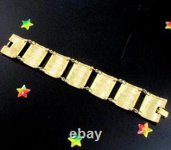 Vtg Rare Runway Monet Red Green Enamel Gp Panel Bracelet Directives Modernist
