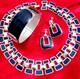Vtg Runway Set Napier Silver/navy Blue Enamel Necklace Earrings Monet Bracelet