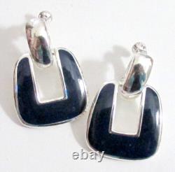 Vtg Runway Set Napier Silver/navy Blue Enamel Necklace Earrings Monet Bracelet