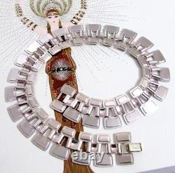 Vtg Runway Set Napier Silver/navy Blue Enamel Necklace Earrings Monet Bracelet