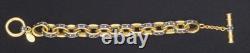 Vtg Signed KJL Kenneth Jay Lane Navy Blue Enamel Gold Tone Rolo Link Bracelet