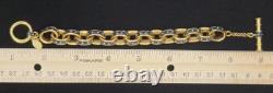 Vtg Signed KJL Kenneth Jay Lane Navy Blue Enamel Gold Tone Rolo Link Bracelet