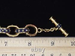 Vtg Signed KJL Kenneth Jay Lane Navy Blue Enamel Gold Tone Rolo Link Bracelet