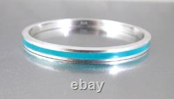 Vtg. Solid Sterling Silver 925 Teal Blue Enamel Bangle Bracelet 31.92 Grams
