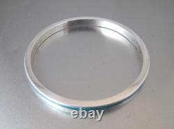 Vtg. Solid Sterling Silver 925 Teal Blue Enamel Bangle Bracelet 31.92 Grams