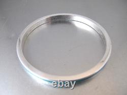 Vtg. Solid Sterling Silver 925 Teal Blue Enamel Bangle Bracelet 31.92 Grams