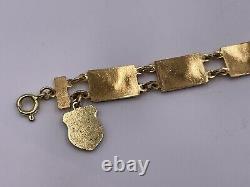 Vtg Sporrong Swedish Heritage Crown Blue Enamel Tre Kronor Link Panels Bracelet