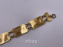 Vtg Sporrong Swedish Heritage Crown Blue Enamel Tre Kronor Link Panels Bracelet