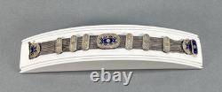 Vtg Sterling Silver Gold Vermeil Blue Green Enamel Turkish Foxtail Bracelet Sz 7