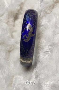 Vtg Sterling Silver Siam Dancing Goddess Blue Enamel Bangle Bracelet Sun Mekala