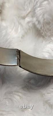 Vtg Sterling Silver Siam Dancing Goddess Blue Enamel Bangle Bracelet Sun Mekala