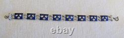 Vtg Swedish 3 Crowns Blue Enamel Sterling Silver Bracelet 8