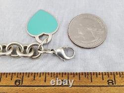 Vtg TIFFANY & CO Sterling Silver & Enamel Bracelet Tiffany Blue Heart Tag